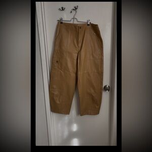 Anthropologie faux leather cargo barrel pants size 14